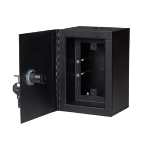 Surface mount low voltage case with locking door.