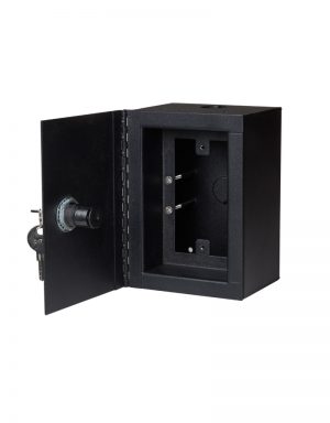 Surface mount low voltage case with locking door.