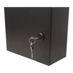 Surface mount dual gang low voltage case - with locking door. Side View