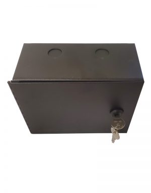 Surface mount dual gang low voltage case - with locking door. Top View